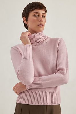 Alpha Studio 100% merino coll pullover roze Alpha Studio 100% merino coll pullover roze