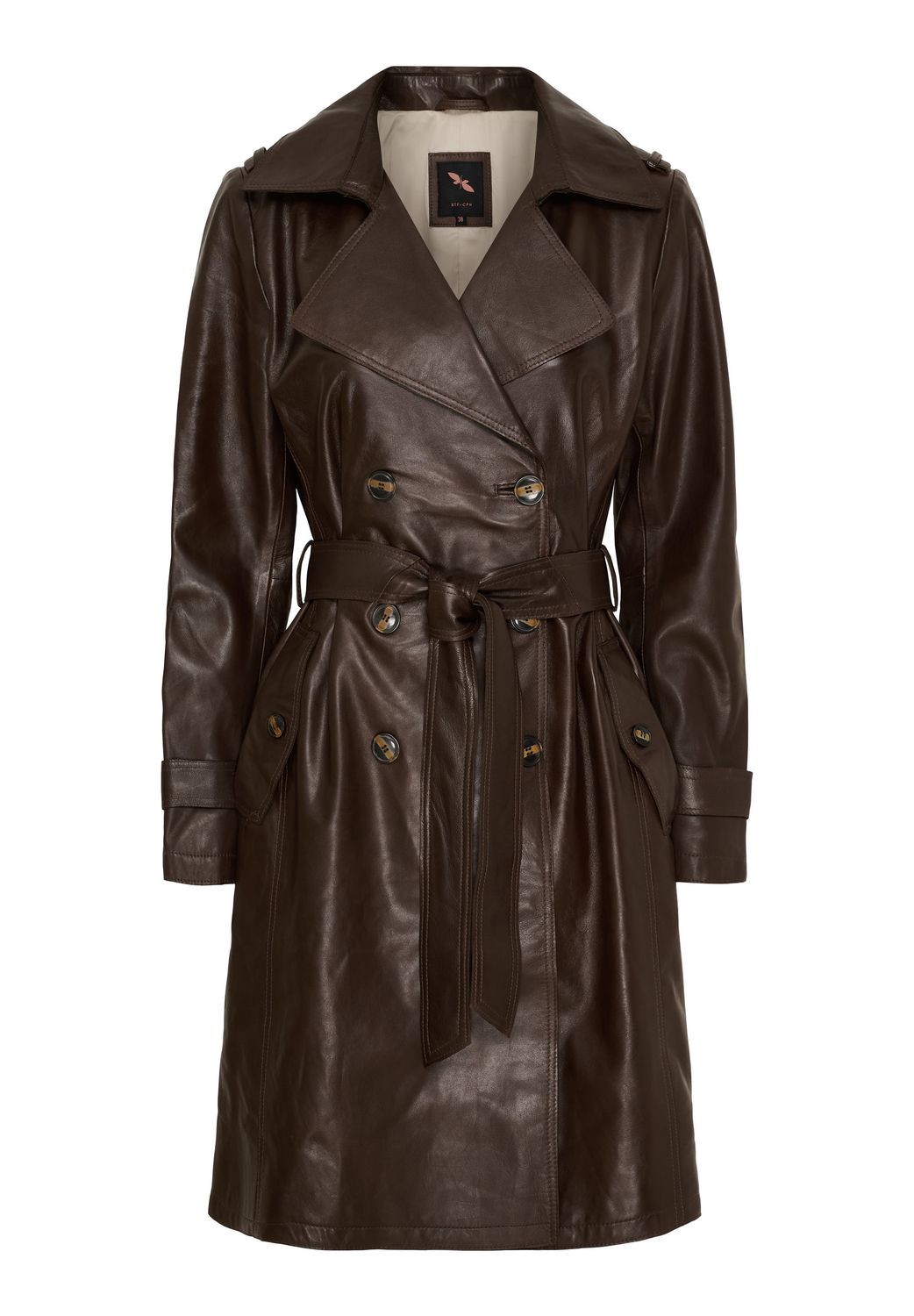 BTF CPH julia leather trenchcaot bruin