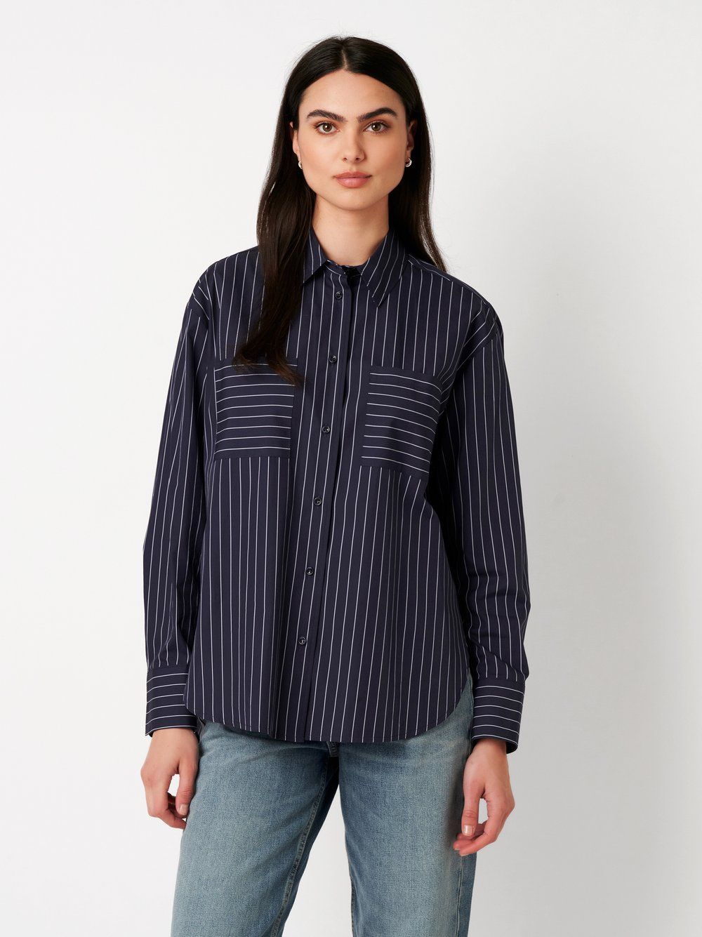Desoto finja striped blouse blauw