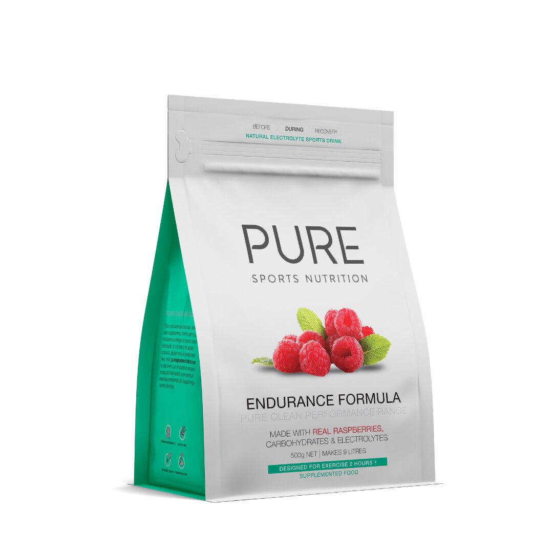 Pure ENDURANCE Formula Pouch 500g, Flavour: Raspberry (ENDURANCE), Size: 500g