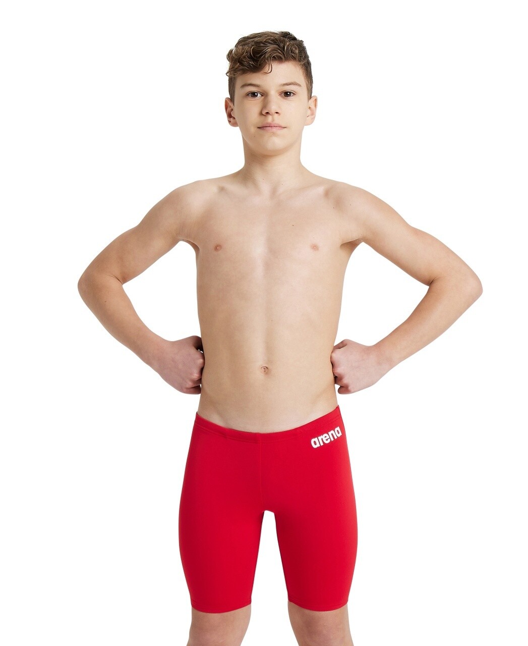Boy&#39;s Team Swim Jammer Solid, Colour: Red-White, Size: 10-11