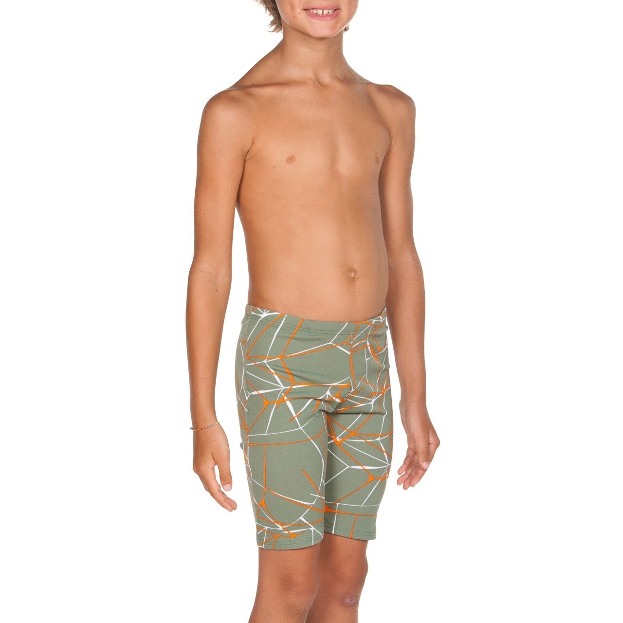 Boys Water Jr Jammer, Colour: Army-Tangerine, Size: 10-11