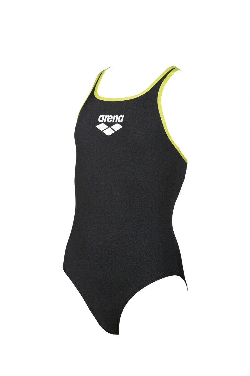 Girl&#39;s Biglogo Jr Swim Pro Back 1 Piece, Colour: BLACK-SOFT GREEN, Size: 10-11