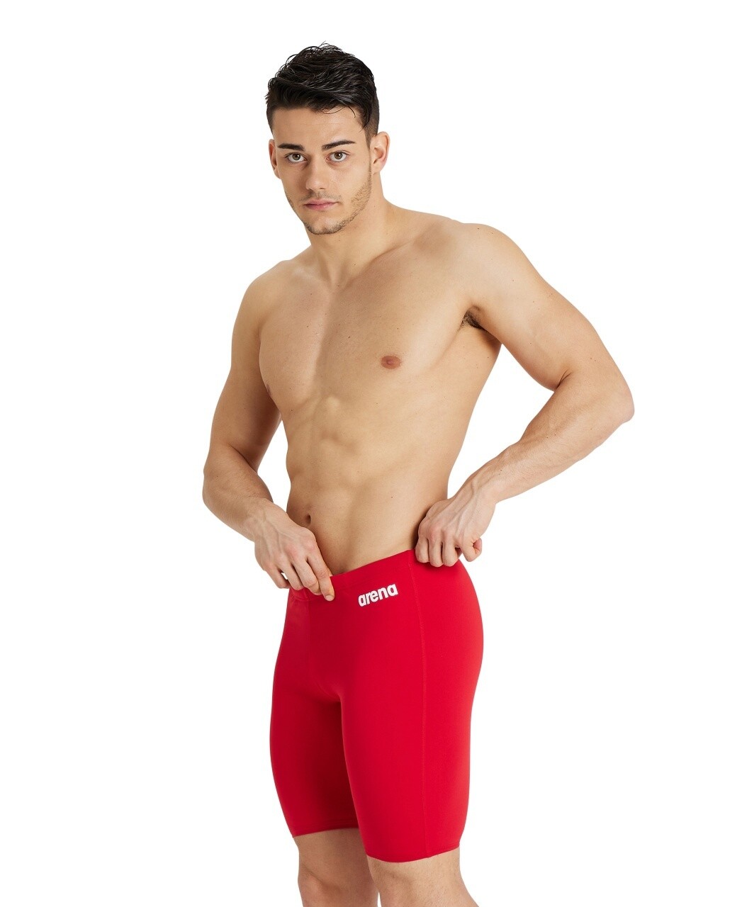 Men&#39;s Team Swim Jammer Solid, Colour: Red-White, Size: 10 (2XS or28&quot;)