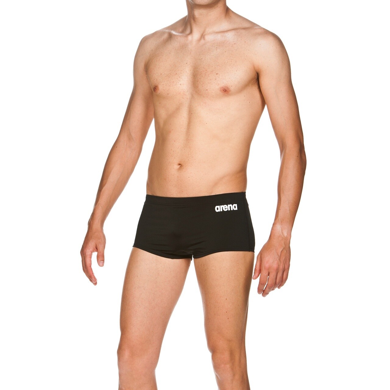 Men&#39;s Solid Squared Short Arena, Colour: Black-White, Size: 22