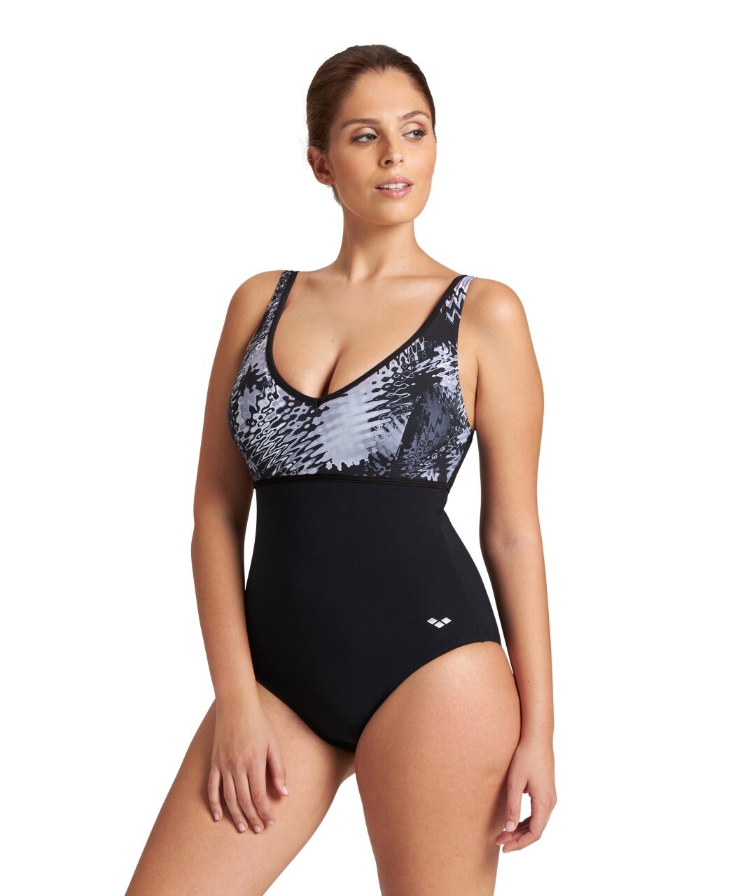 Women's Zora Wing Back 1 Piece, Colour: BLACK MULTI-BLACK, Size: 10