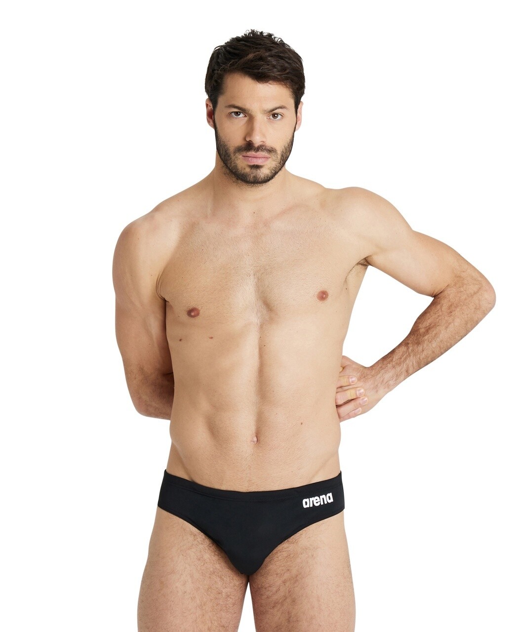 Men's Team Swim Briefs Solid, Colour: Black-White, Size: 22 (2XL or 40")