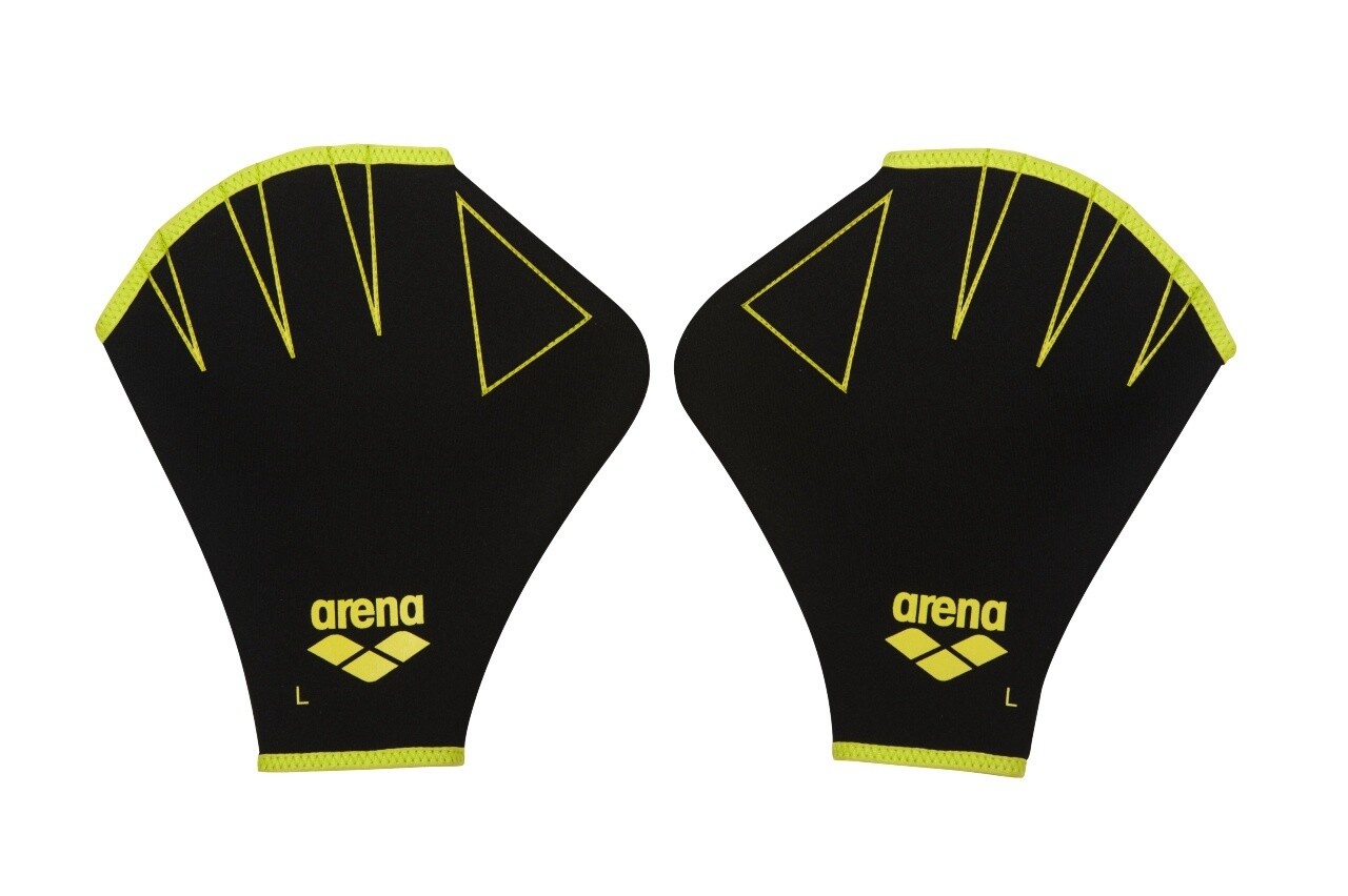 Arena Club Kit Gloves Webbed, Colour: Black-Neon Yellow, Size: Small