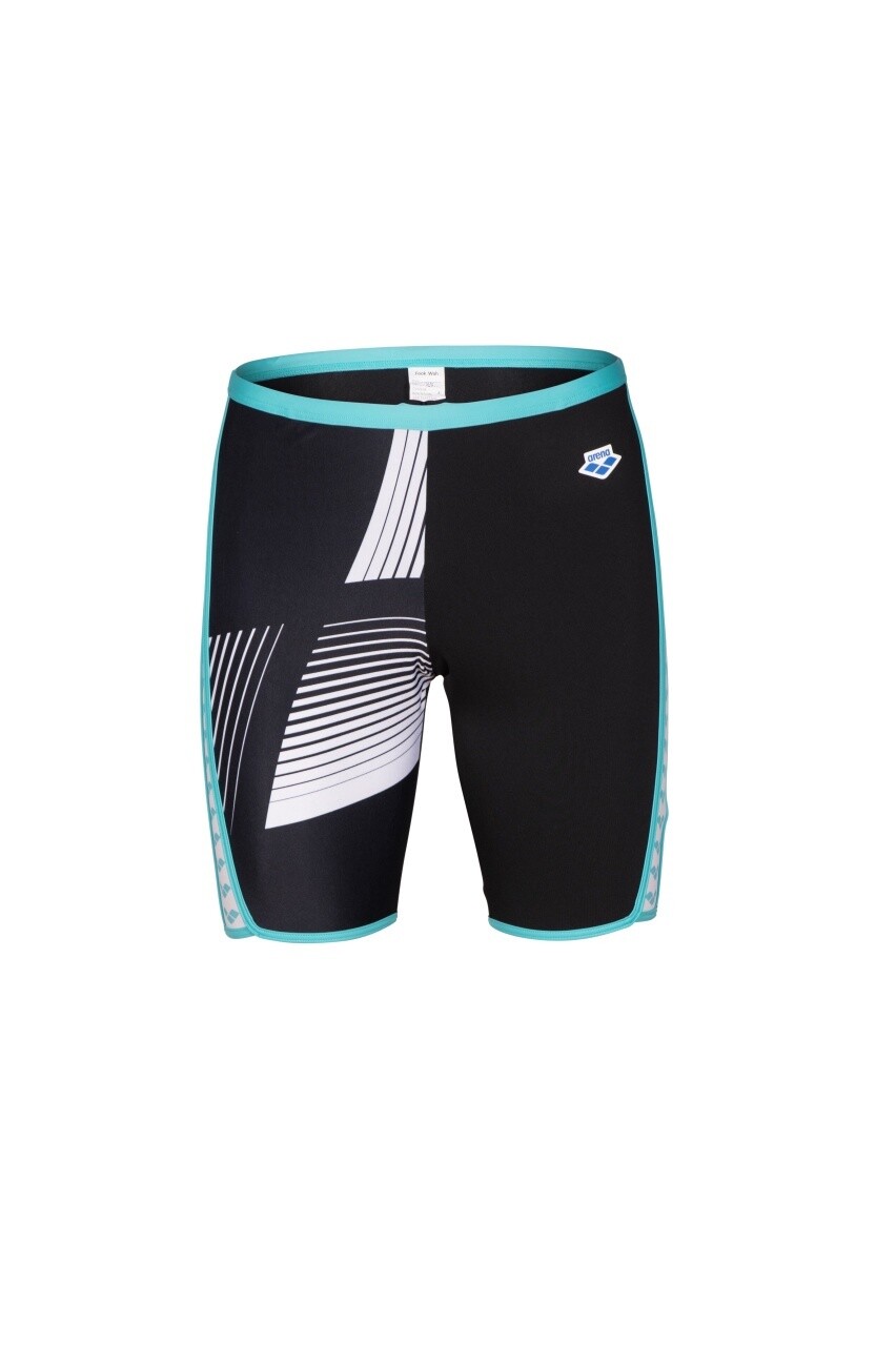 Mens Arena Icons Jammer Logo, Colour: Black-White-Blue Diamond, Size: 22