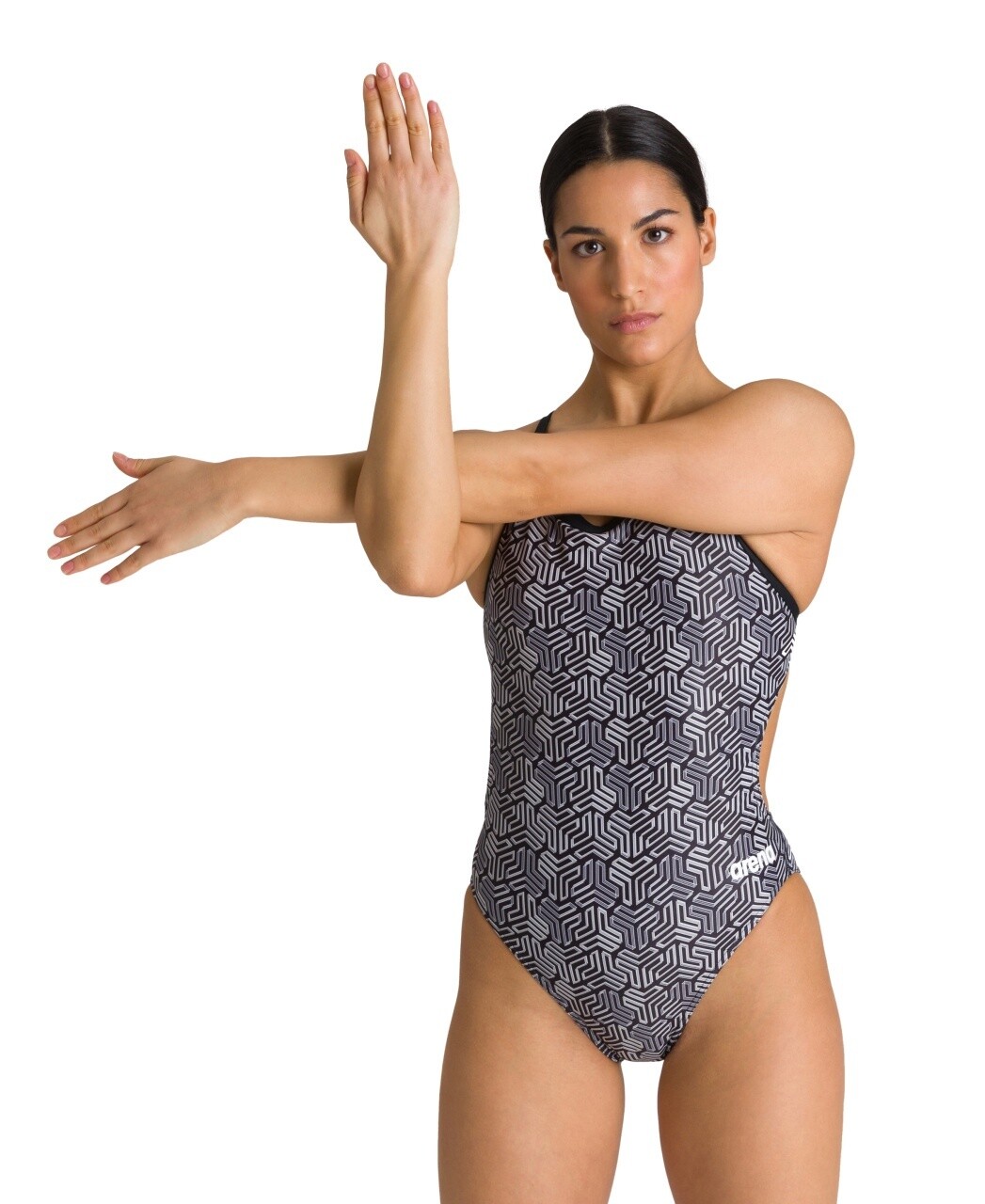 Women's Swimsuit Kikko Challenge Back 1 Piece, Colour: Black-Multi Black, Size: 10