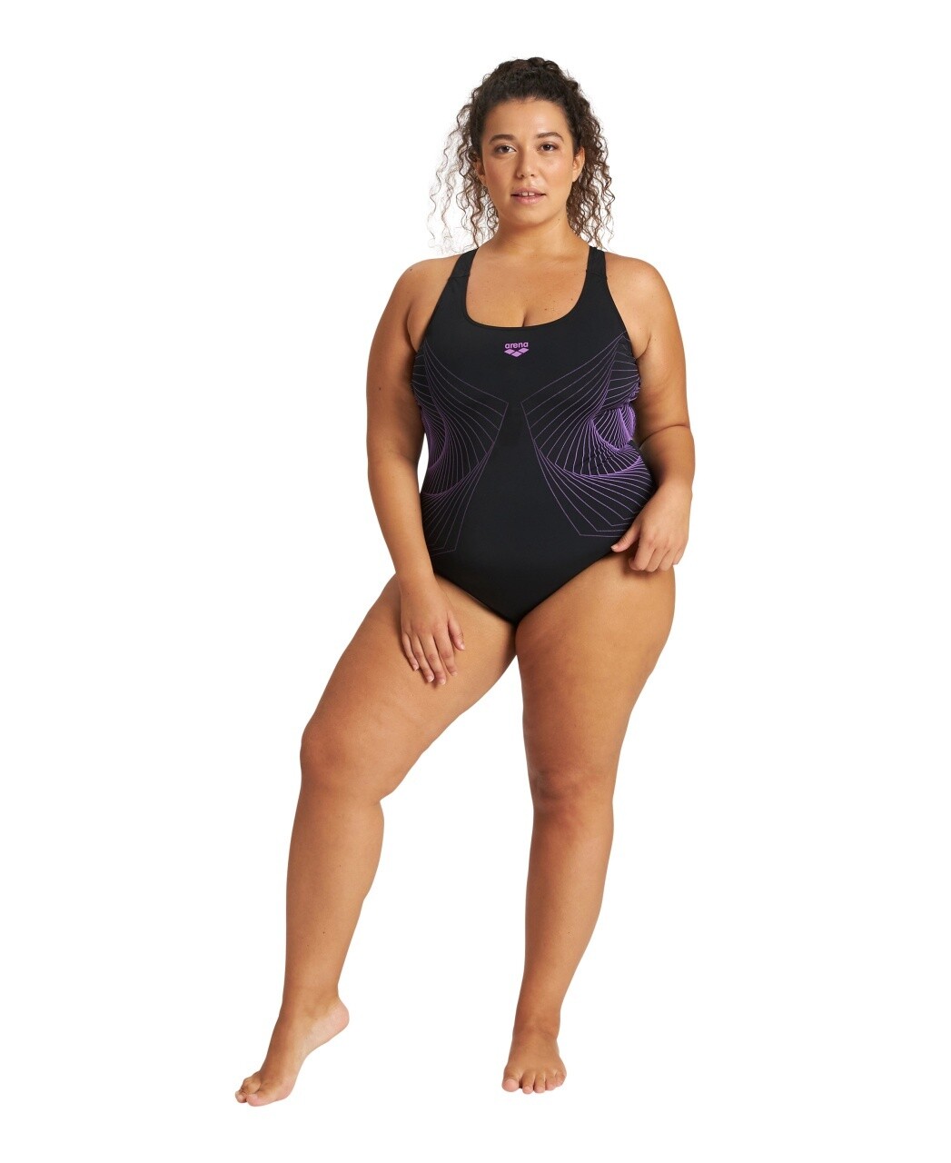 Women's Swimsuit Spiral Vision 1 Piece B Plus, Colour: BLACK-BLACK, Size: 1X (20-22)