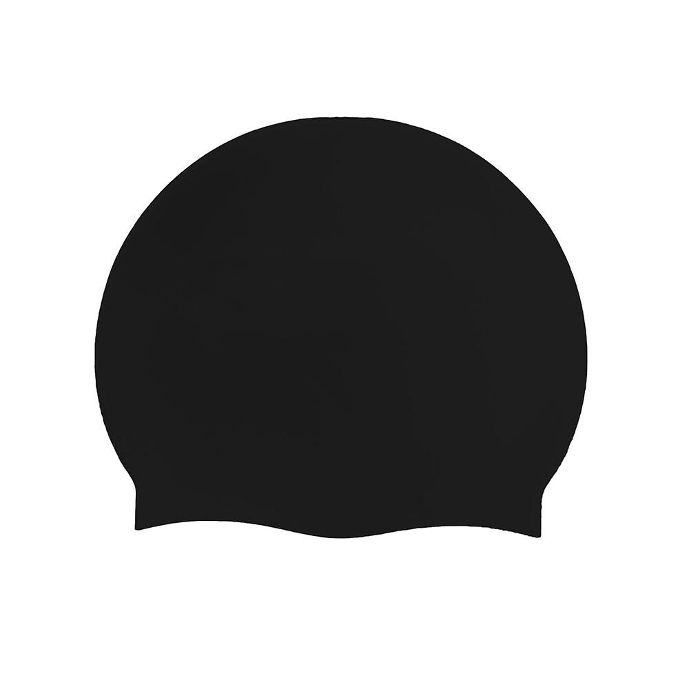 Silicone Long Hair Swim Cap, Colour: Black