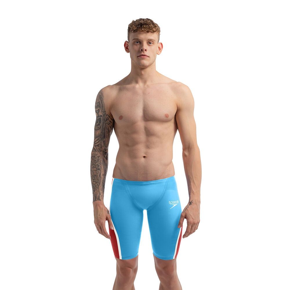 Speedo Men's Fastskin LZR Pure Intent 2.0 Racing Jammer - Blue/Red, Colour: Blue/Red, Size: 22