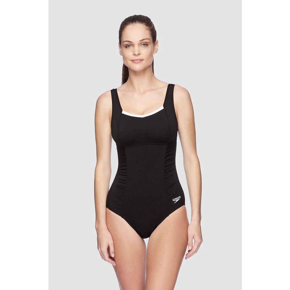 Womens End+ Contour Motion 1 Piece Speedo, Colour: Black/White, Size: 14