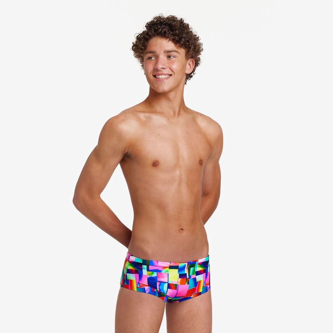 Boys Patch Panels Sidewinder Swim Trunks - Funky Trunks, Size: 24/B8