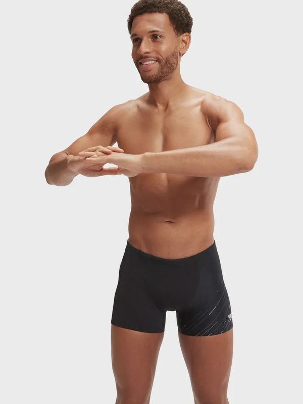 Men's End+ Placement Digital V-Cut Aquashort Speedo, Colour: Black/Charcoal/White, Size: 14/32"