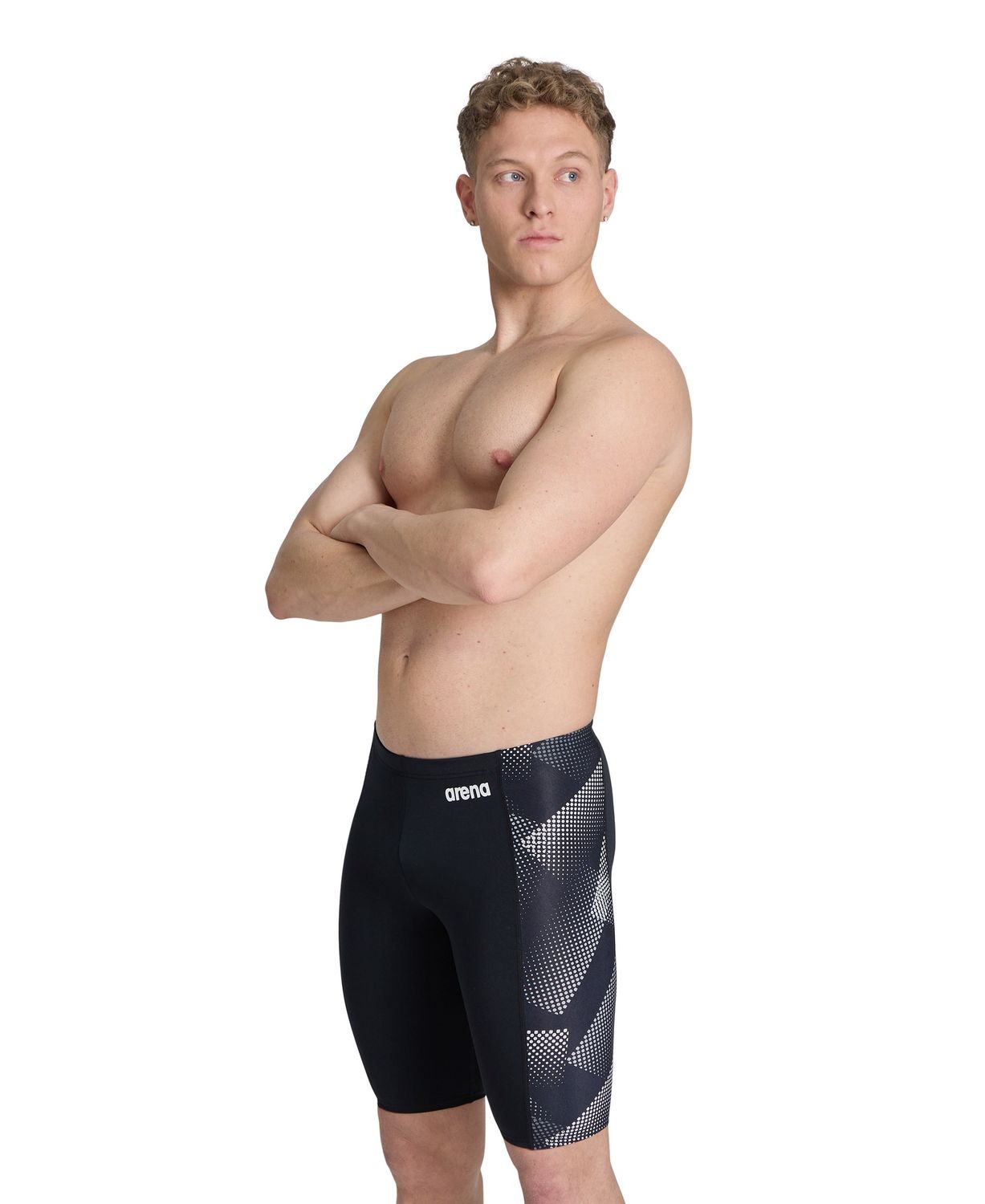 Men's Arena Halftone Swim Jammer, Colour: Black-Team Black, Size: 12
