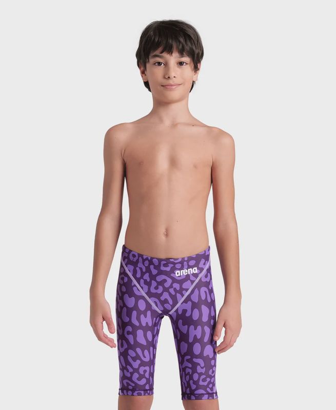 Boys Powerskin ST NEXT LE Racing Jammer - Leopard Skin Violet Arena, Size: 8-9