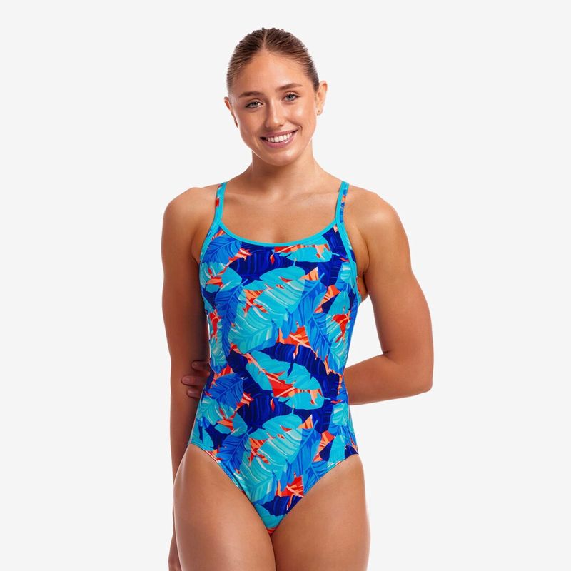 Women's Lotsa Leaves Diamond Back 1 Piece Swimsuit - Funkita