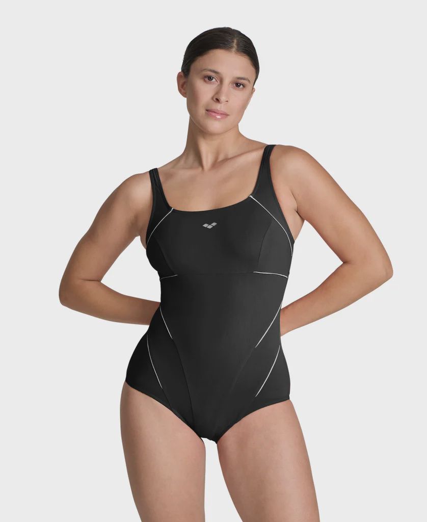 Women&#39;s Jewel One Piece Low C Cup Swimsuit Arena, Colour: Black-White, Size: 10
