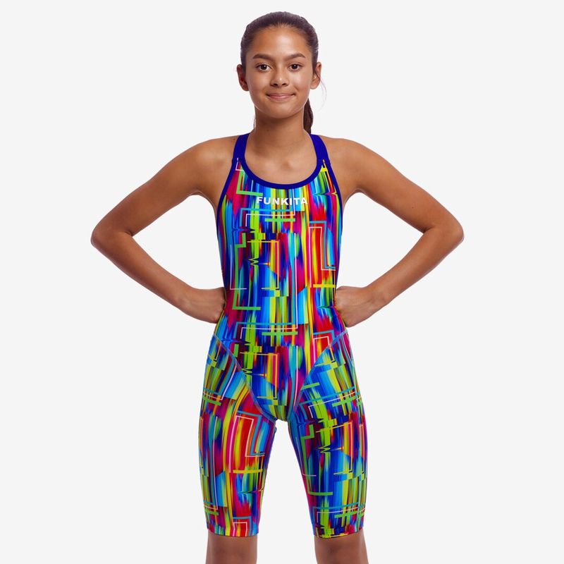 Girls The Glitch Fast Legs 1 Piece Swim Legsuit - Funkita