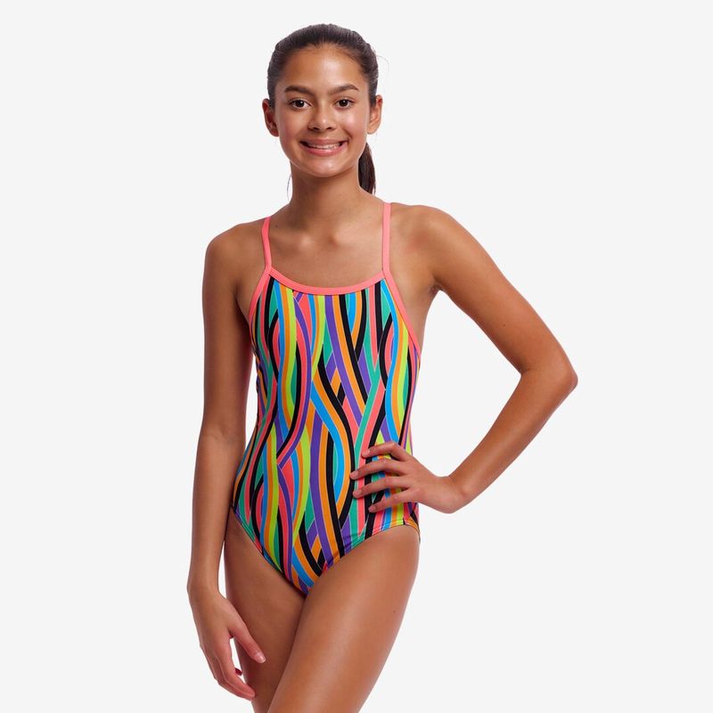 Girls Curl Curl Single Strap 1 Piece Swimsuit  - Funkita