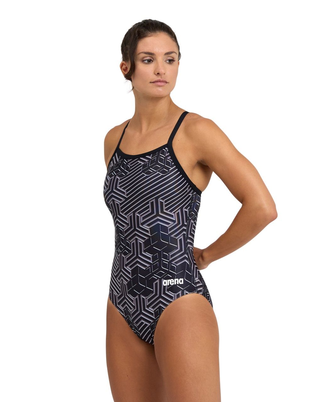 Women's Kikko Pro Swimsuit Lightdrop Back - Arena, Colour: BLACK-BLACK MULTI, Size: 8