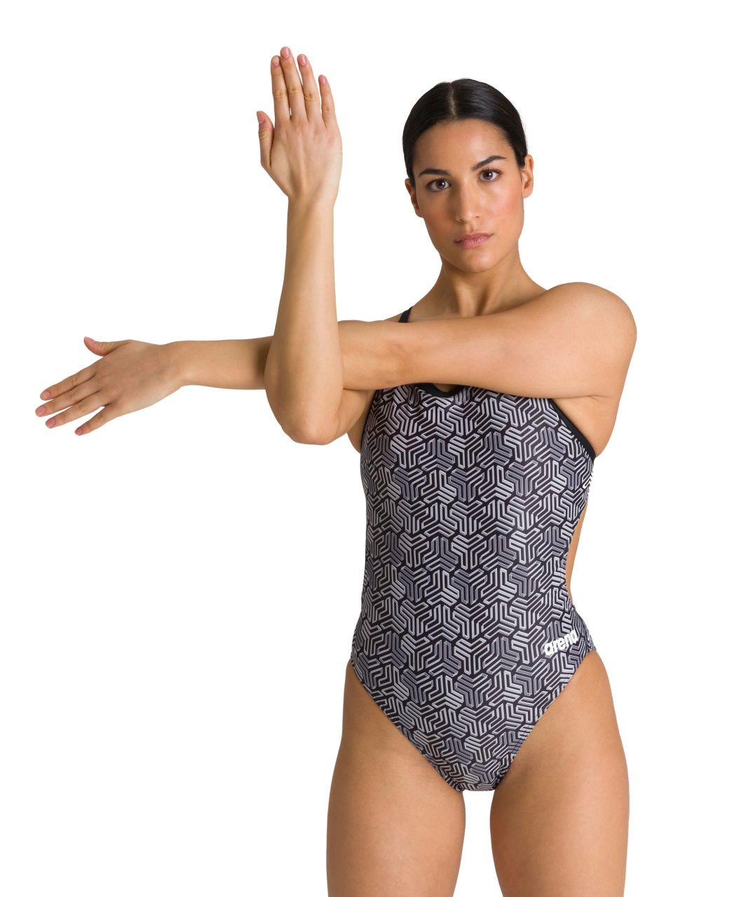 Women's Swimsuit Kikko Challenge Back 1 Piece, Colour: Black-Multi Black, Size: 10