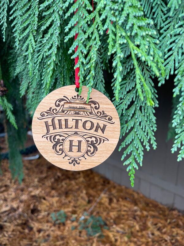 Personalized Monogram Engraved Wooden Ornaments