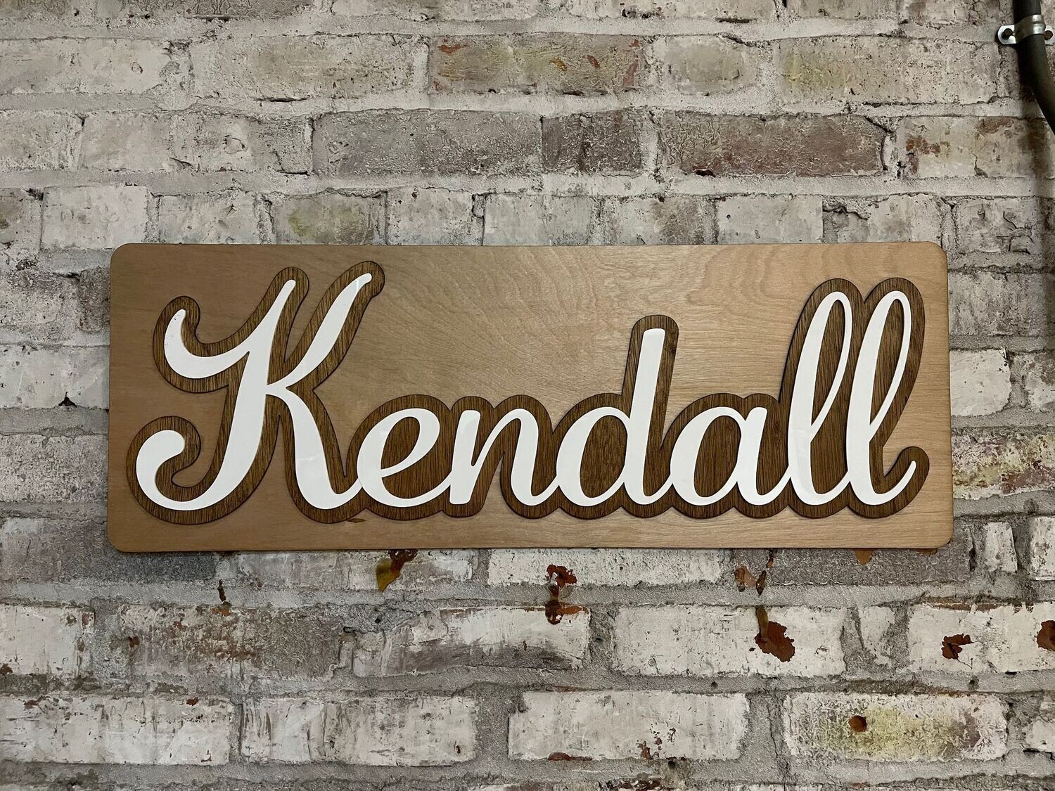 Personalized three layered wood and acrylic name sign