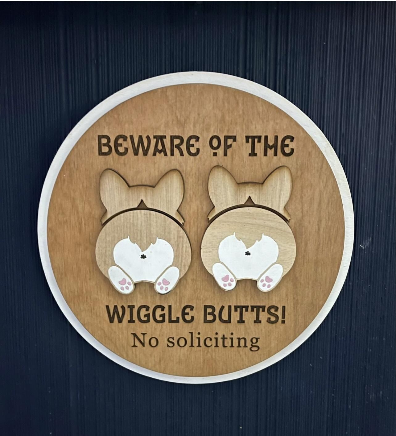 Hand Painted Corgi No Soliciting sign