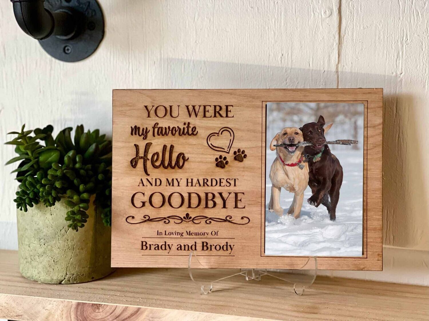 Memorial Pet wood engraved personalized Photo frame