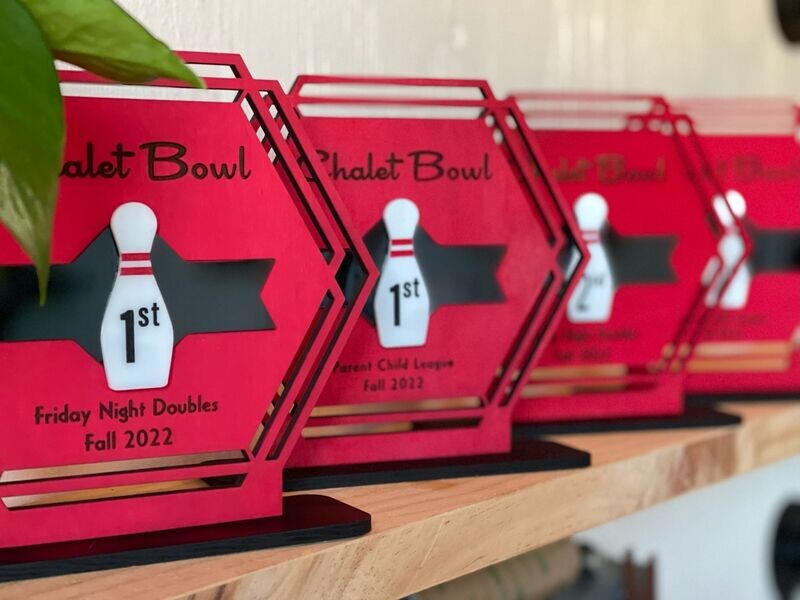 Mid Century Inspired Personalized Bowling Trophy