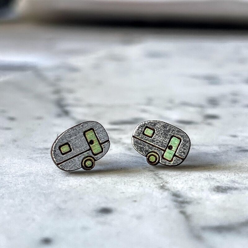 Airstream Camper Wooden Stud Earrings
