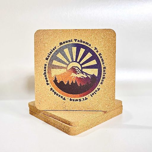 Rainier Sunrise: Cork Coaster Set