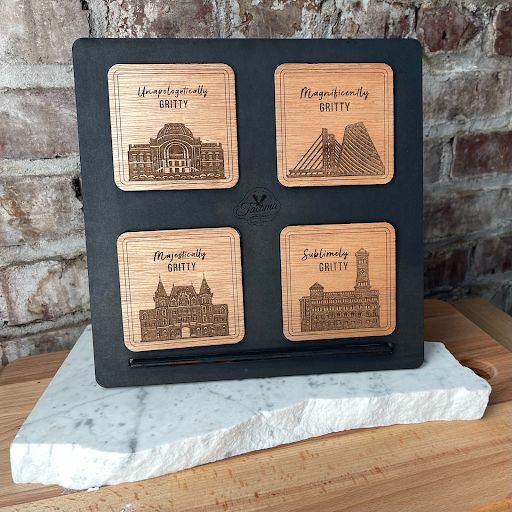 Engraved Tacoma Landmark Coasters - 4 piece set