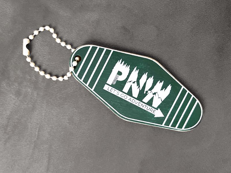 PNW Wooden Motel Keychain