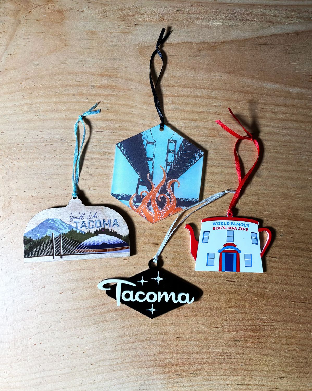 Tacoma Themed Ornaments Set of 4