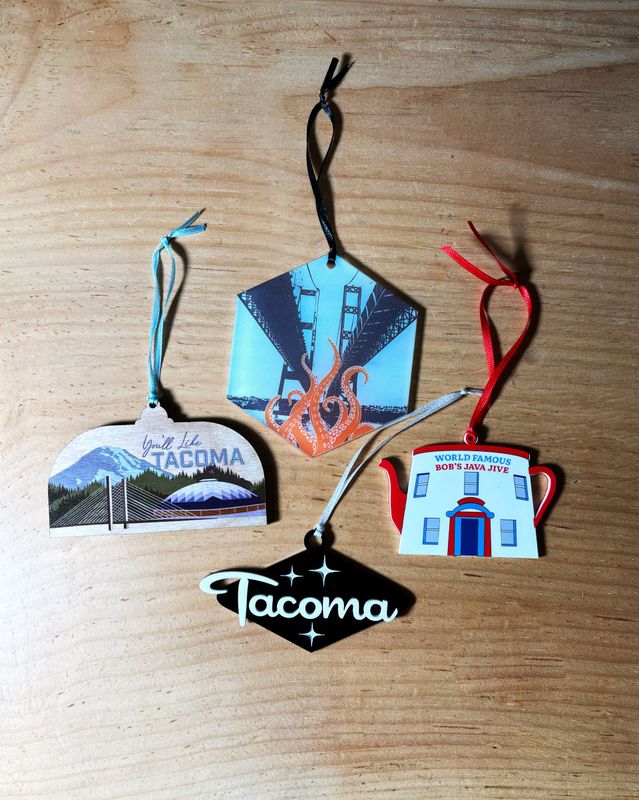 Tacoma Themed Ornaments Set of 4