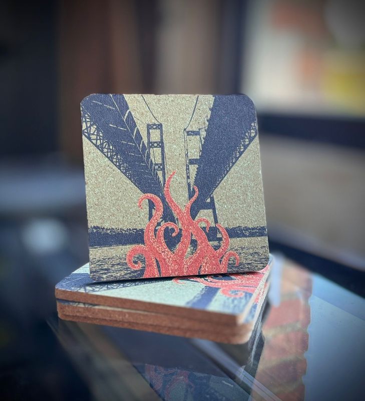 Narrows Octopus: 4 Piece Cork Coaster Set