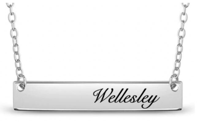 Wellesley Bar Necklace - Script