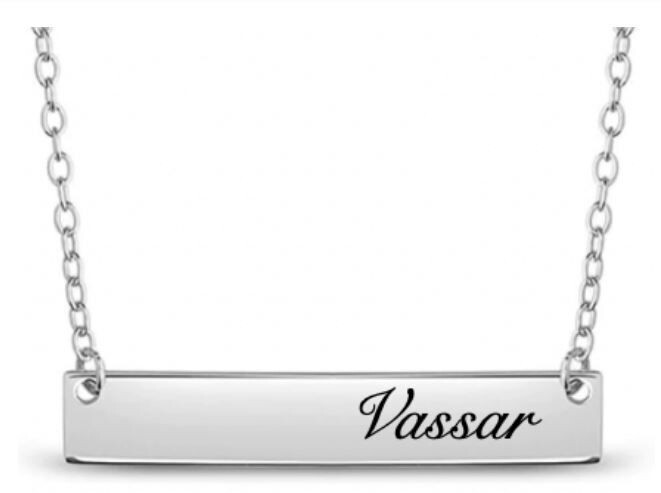 Vassar Bar Necklace - Script Letters