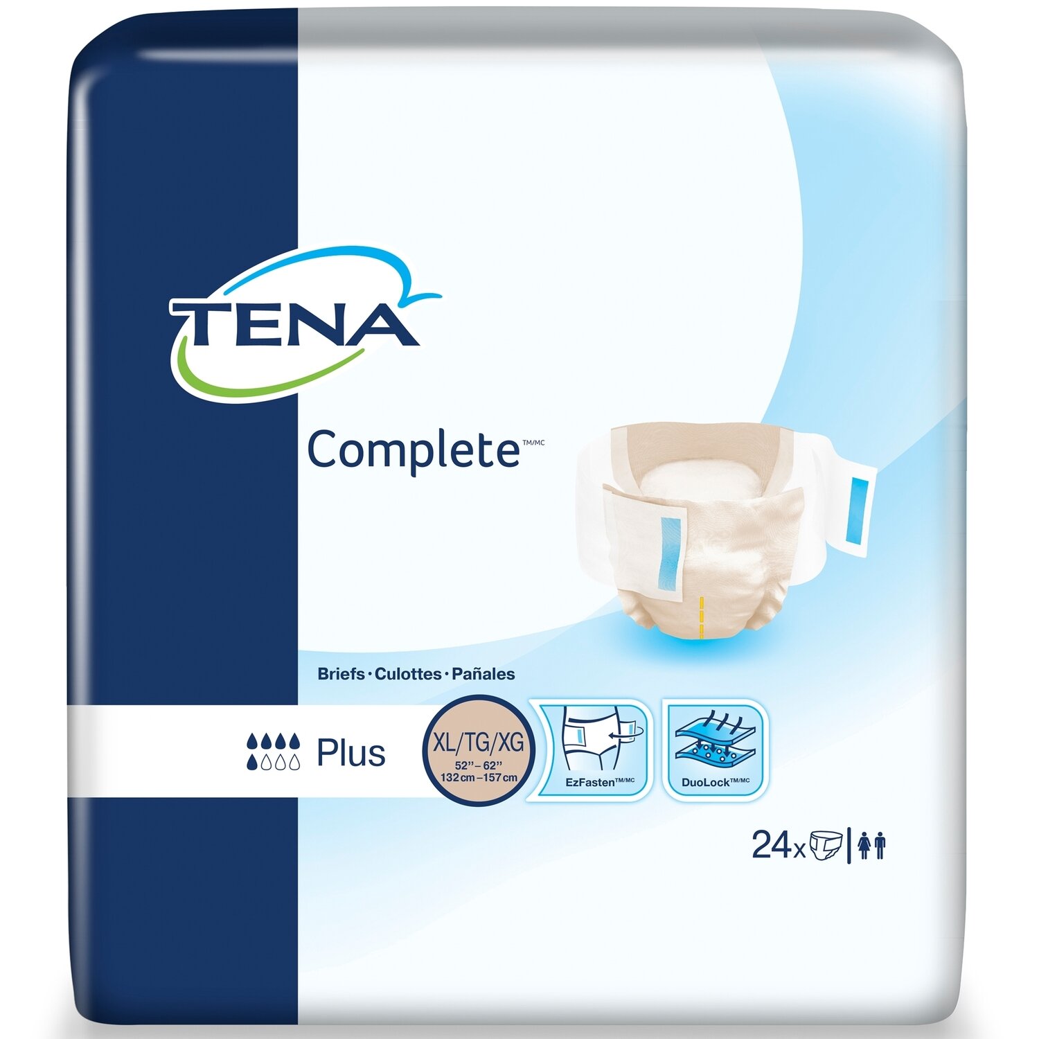 Tena Complete Briefs Plus XL 52”-62” 24 ct