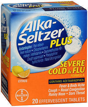 Alka-Seltzer Plus Severe Cold & Flu Formula Effervescent Tablets Citrus 20CT