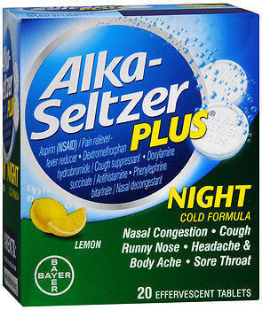 Alka-Seltzer Plus Night Cold Formula Effervescent Tablets Lemon 20CT