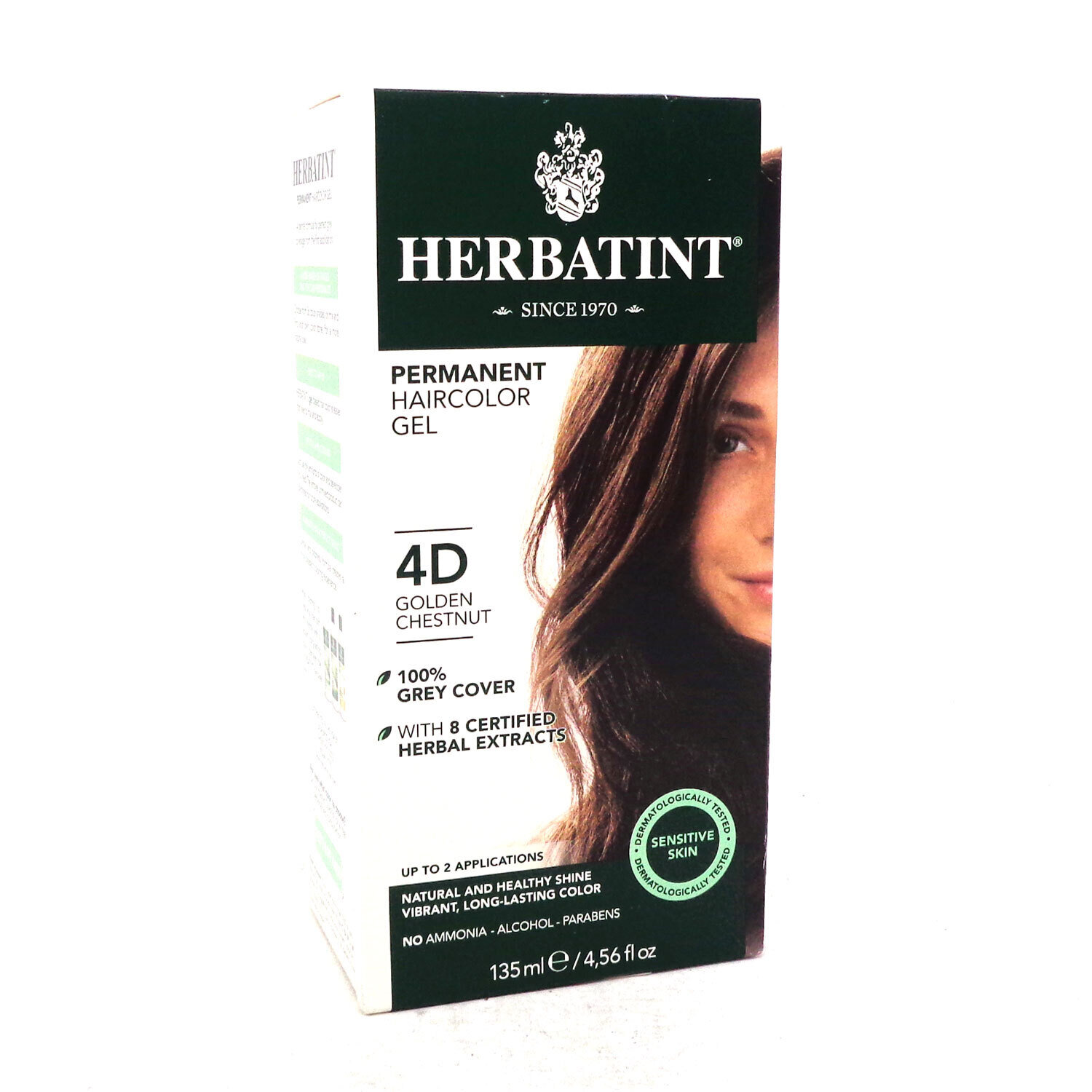 Herbatint Permanent Haircolor Gel 4D Golden Chestnut for Sensitive Skin