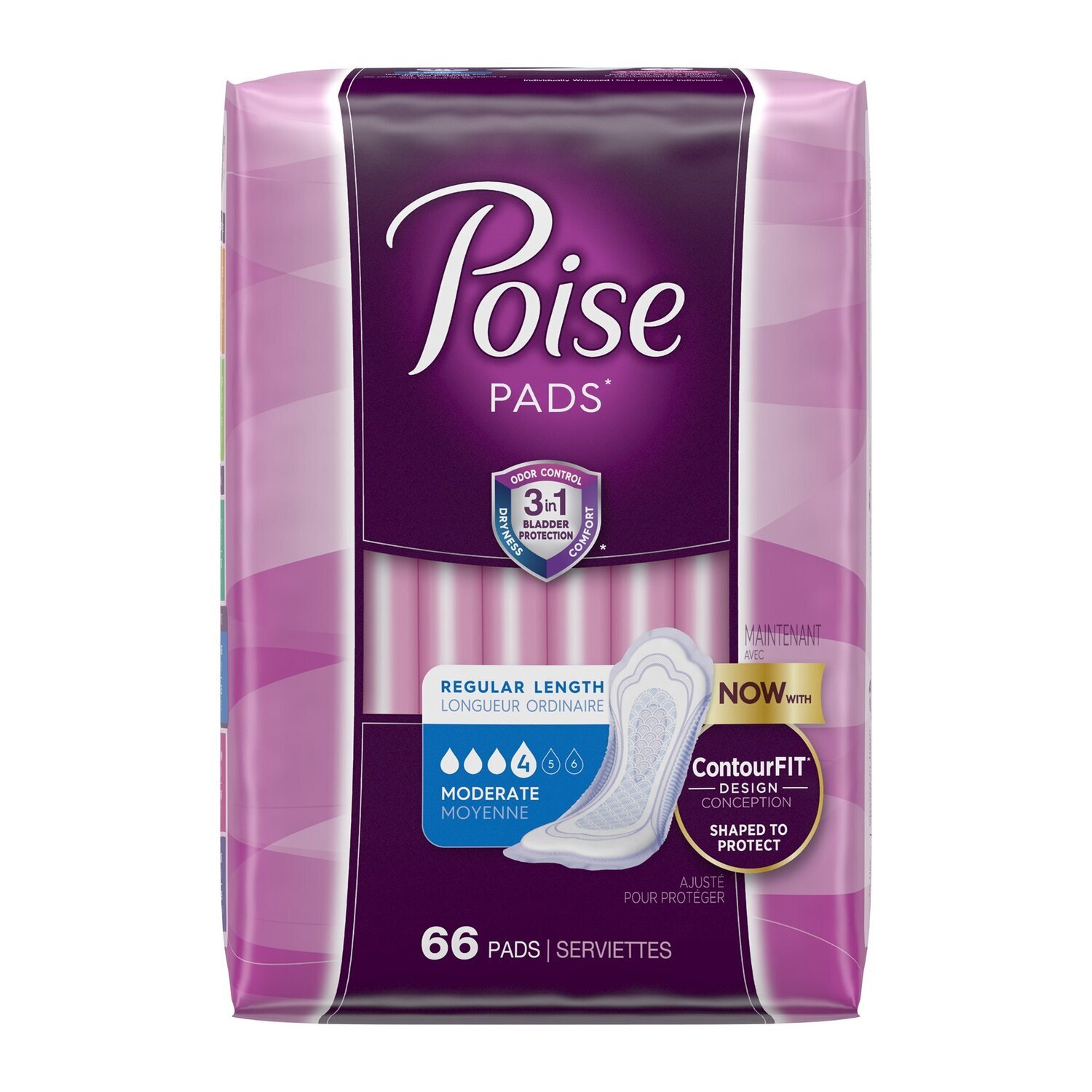 Poise Fresh Protection Moderate Regular #4 Pads 66 ct