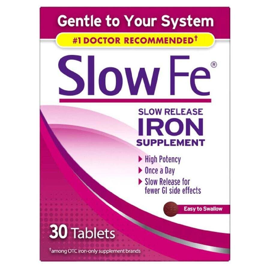 Slow Fe Iron Supplement Easy To Swallow Slow Release Tablets 30ct
