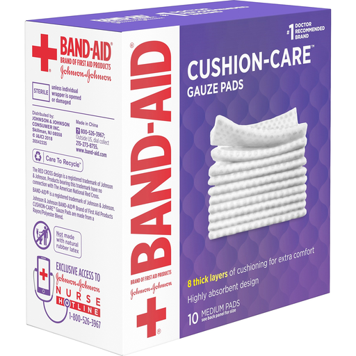Band-Aid Cushion-Care Gauze Pads Medium 3in x 3in 10 ct
