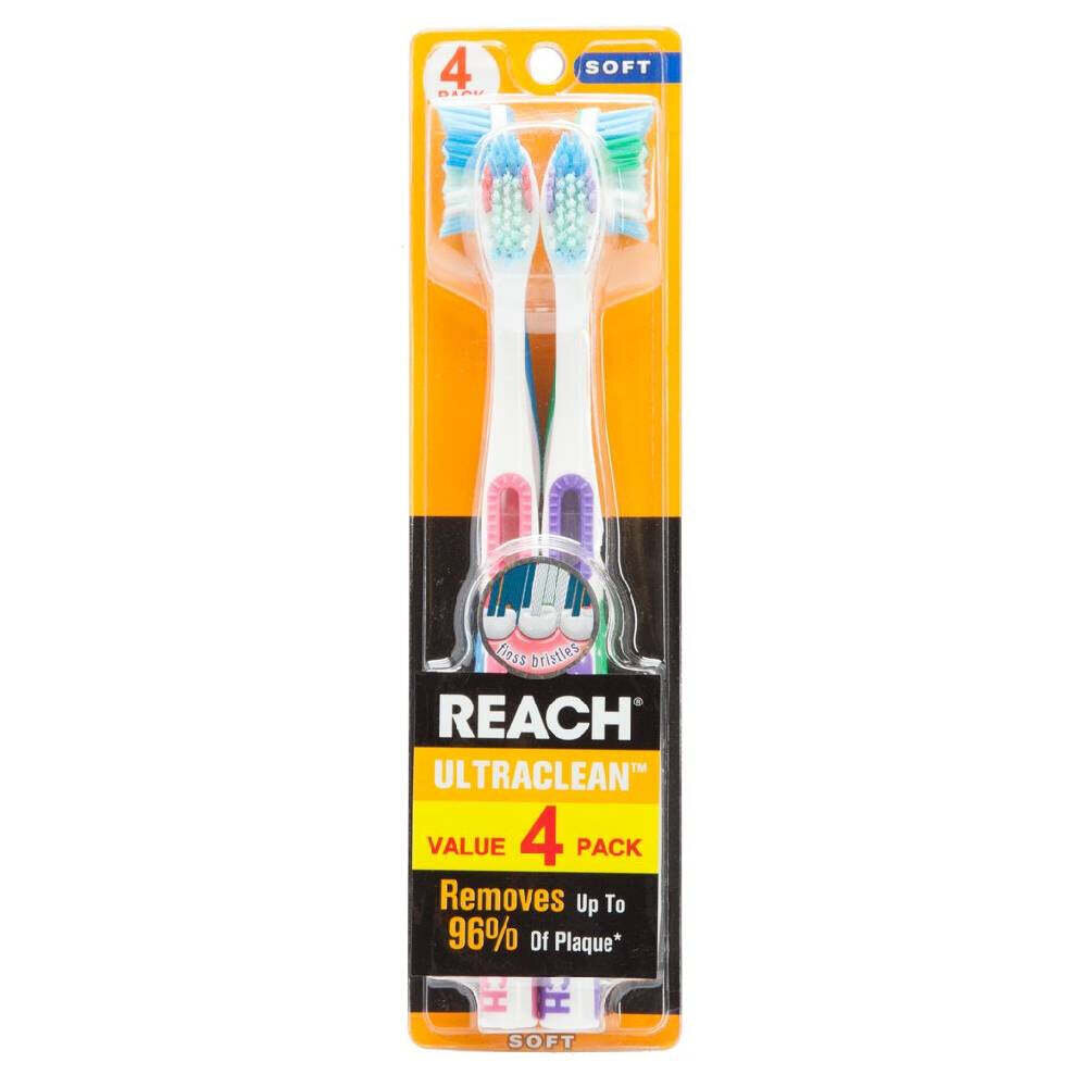 Reach Ultraclean Soft 4 Pack Toothbrush Plus 2 Caps